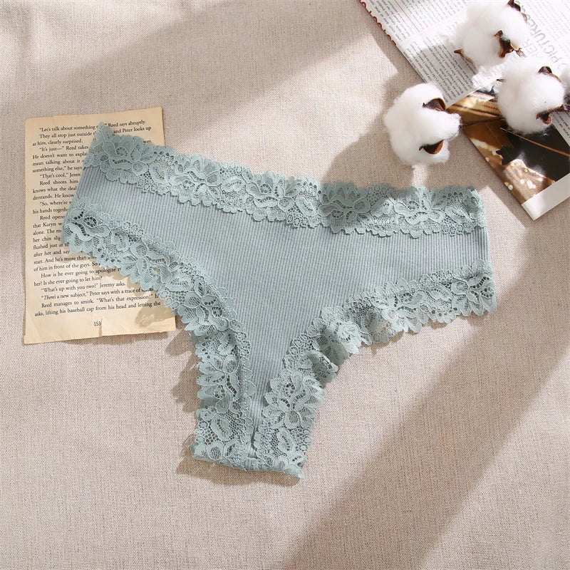 3Pcs/set Women Cotton Panties Floral Lace Intimate Underwear Trendy Patchwork Lace Briefs Female Soft Underpants Lingerie S-XL