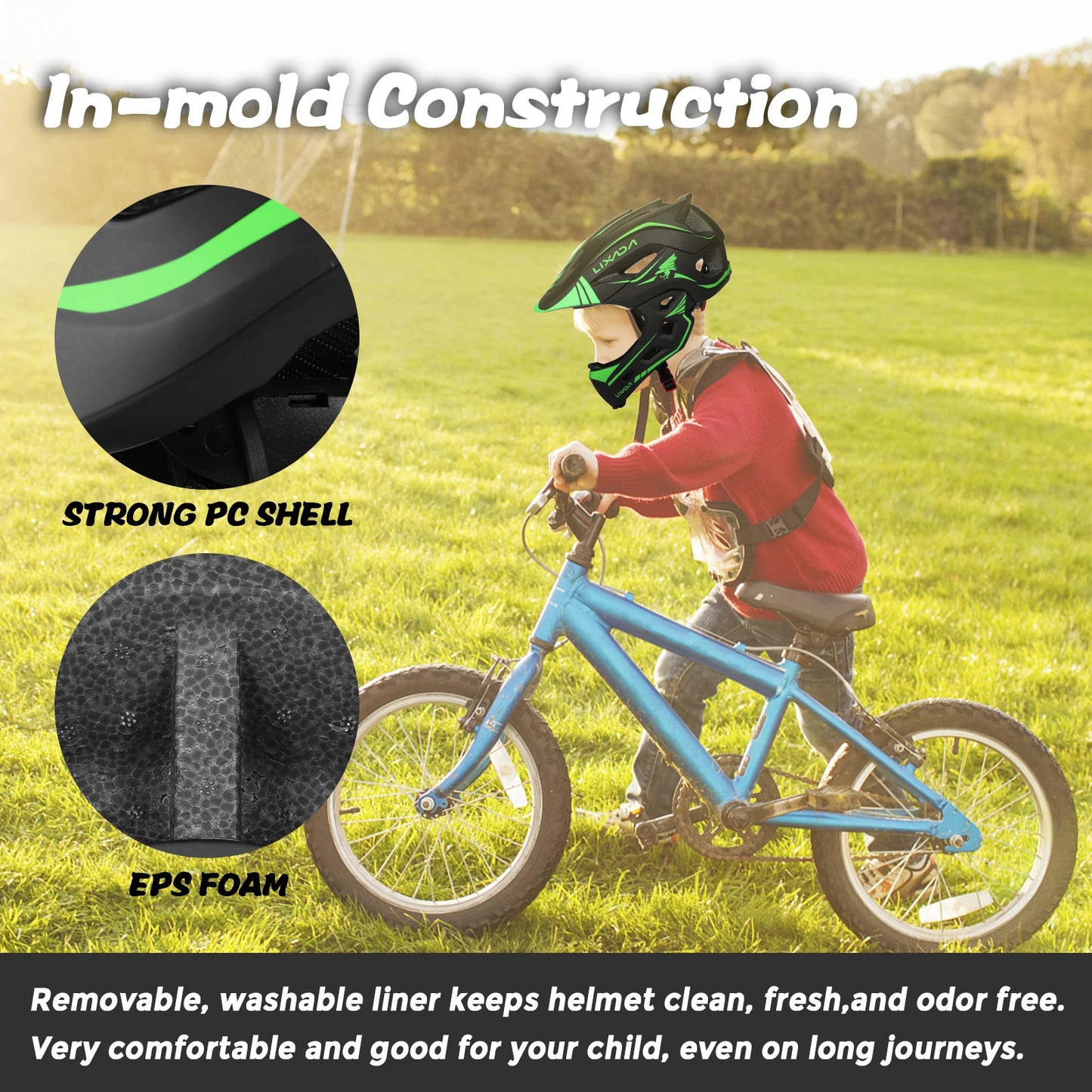 Lixada Kids Full Face Helmet Detachable Children Sports Safety Bike Helmet Protective Gear for Cycling Skateboarding Roller Skat - Shoppiline