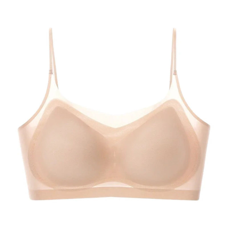 Ultra-Thin Breathable Ice Silk Bra Lingerie Women'S Seamless Back Halter Vest Wraps Small Breasts Sexy And Comfortable Top