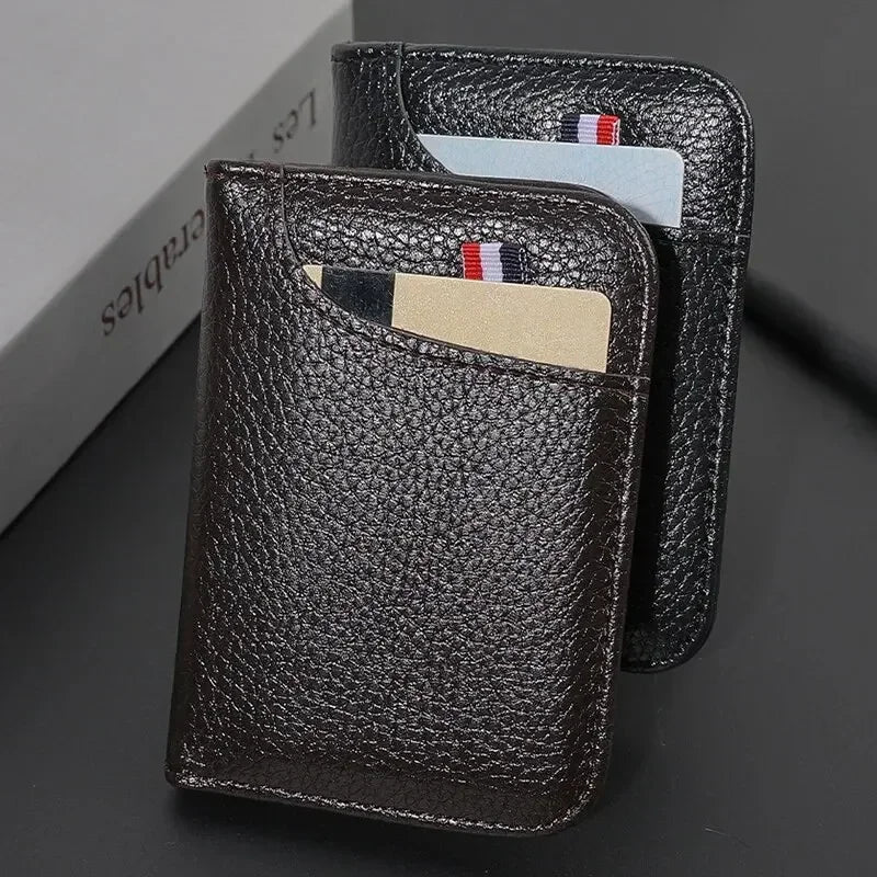 Tragbares Super Slim Weiches Portemonnaie für Herren PU Leder Mini Ausweis Kreditkarten Geldbörse Kartenhalter Portemonnaie Dünne Kleine Kurze Brieftaschen