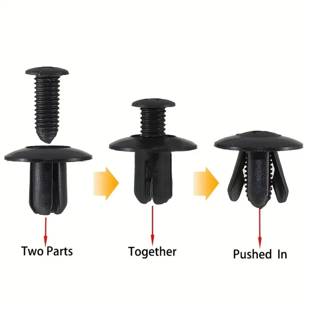 30 pcs 8mm Plastic Rivets Fasteners Screw Car Bumper Fender Black Rivet Car Fastener Clips For Toyota For Focus For Kia Nissan