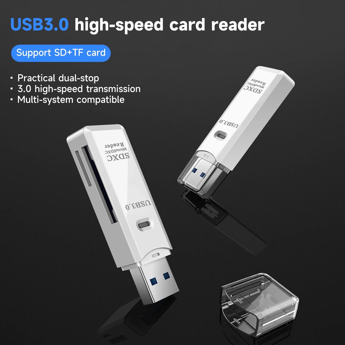 2 in 1 USB 3.0 Card Reader Micro TF sd card Reader usb adapter High Speed Cardreader TF Memory card For PC Laptop Accessories