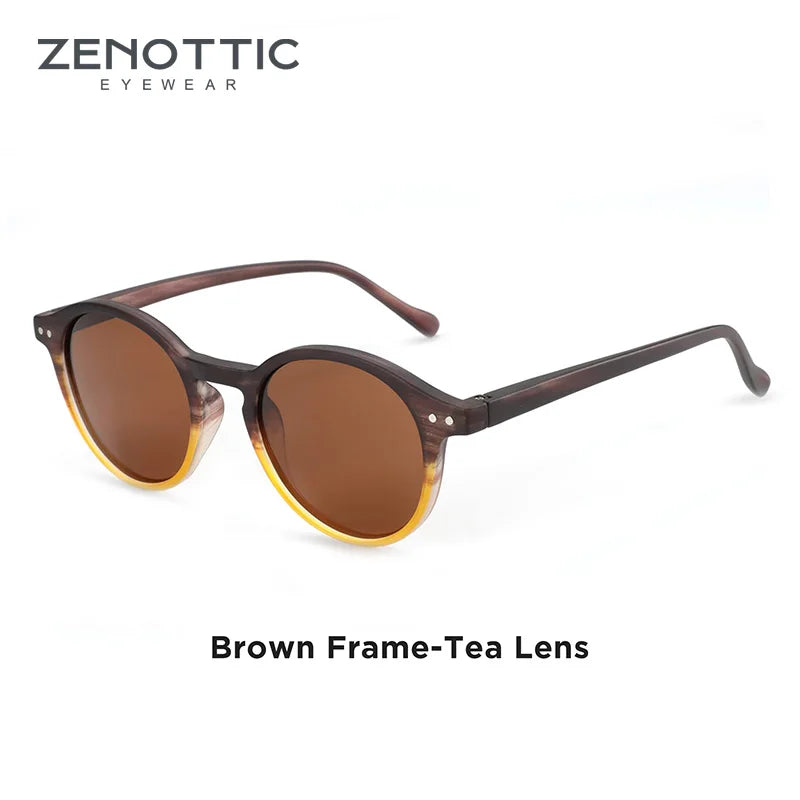 ZENOTTIC Lunettes de Soleil Rétro Polarisées 2023 2024 Hommes Femmes Vintage Petite Monture Ronde Lunettes de Soleil Verres Polarisés UV400 Nuance