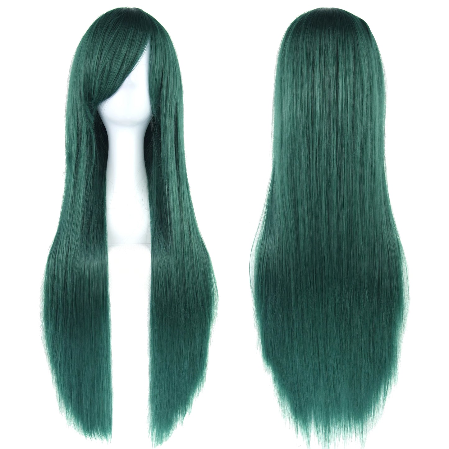 Soowee 80cm Long Synthetic Hair White Purple Cosplay Wigs Party Black Hair Straight Wig Hairpiece for Women