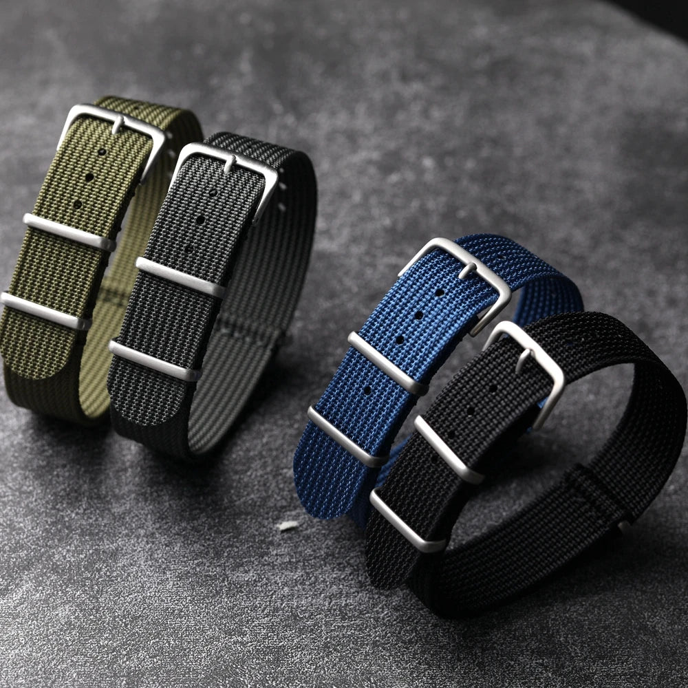 Neues geripptes Nylonarmband Nylon Uhrenarmband 18mm 20mm 22mm Uhrenarmbandzubehör für Militäruhrenarmband Armbänder
