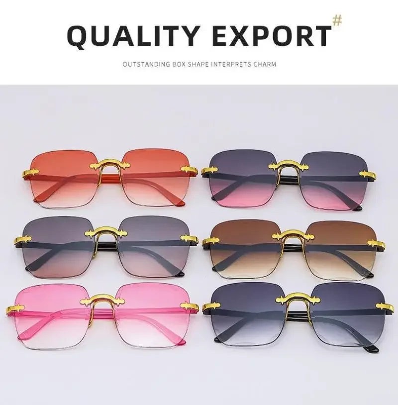 Frameless Sunglasses Y2K Gradient Fashion Korean Hip Pop Anti Ultraviolet Elegant Luxury Outdoor Travel Eyewear Women Unisex