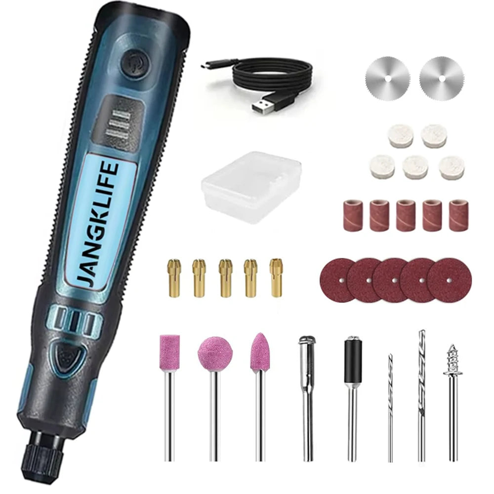 JANGKLIFE USB Cordless Rotary Tool Kit Woodworking Engraving Pen DIY For Jewelry Metal Glass Mini Wireless Drill - Shoppiline