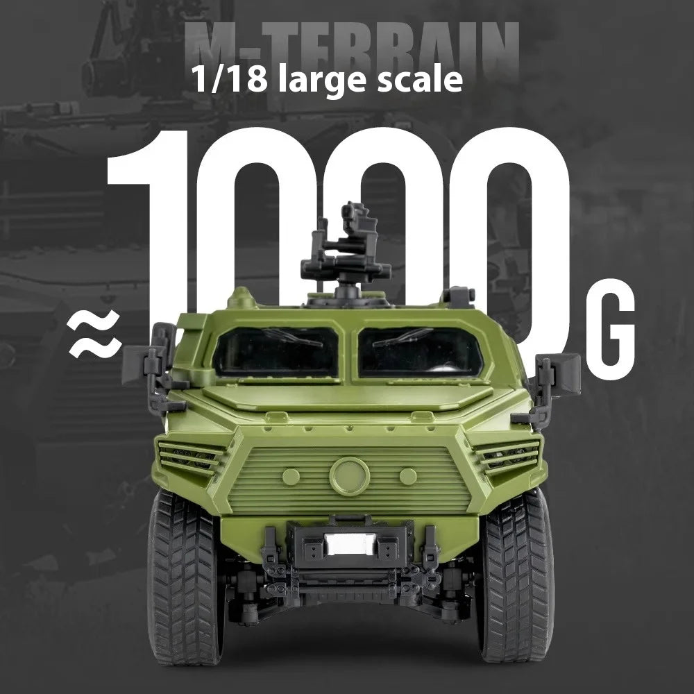 1:18 DongFeng Warrior Militärisches gepanzertes Fahrzeug Off Road ORV SUV Legierung Metall Diecast Modellauto Sound Licht Sammlung Große Geschenke