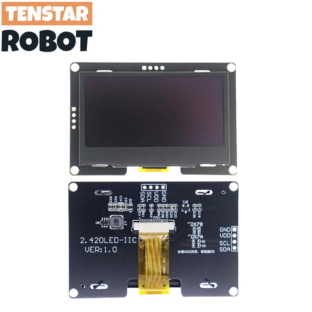 OLED 2.4" 2.42 Inch 128x64 LCD Display SSD1309 12864 4 Pin IIC I2C SPI Serial Interface - Shoppiline