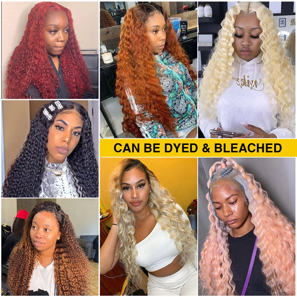 HD Transparent Deep Wave Frontal Wig 13x4/13x6 Curly Lace Front Human Hair Wigs For Women Wet And Wavy Water 5x5 Closure Wig