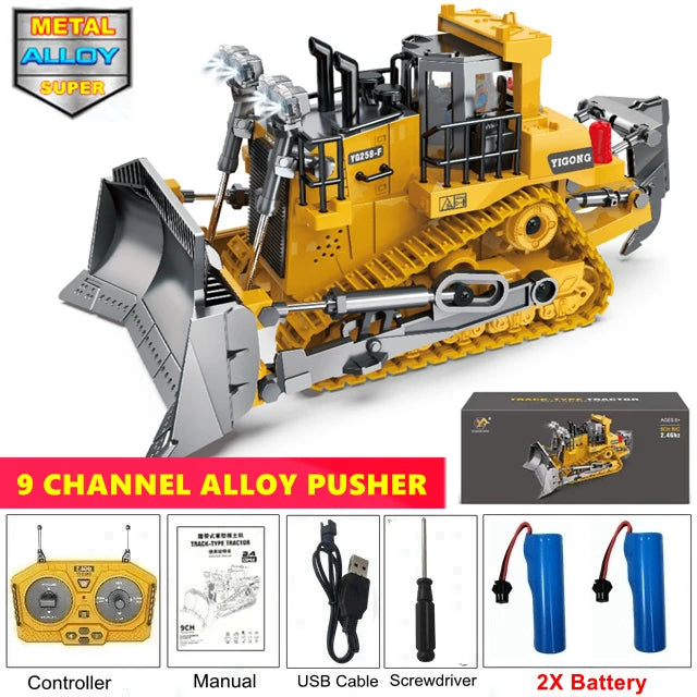 4WD Remote Control Excavator 4x4 Alloy Dump Truck Bulldozer Radio Model RC Car Construction Vehicle Toy Children Kids Gifts - Shoppiline