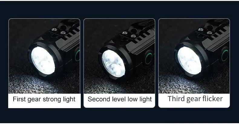 Ultra Bright Mini Torch 3LED Tactical Flashlight USB Rechargeable Outdoor Waterproof Hiking Camping Cap Clip Flashlight