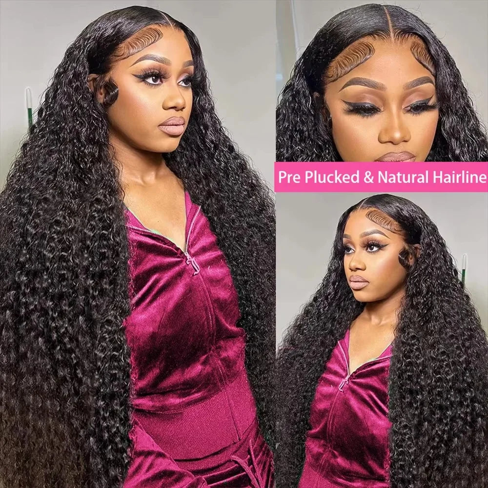 13x6 Glueless 250 Dichte Brasilianische Deep Wave Gelockte HD Lace Frontal Echthaarperücke für Frauen Vorgezupft Beste Haar Wasser Perücke