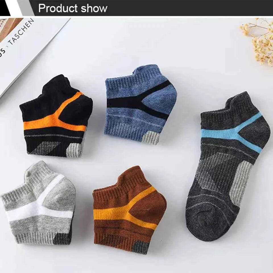 5 Pairs High Quality Socks Men Summer Outdoor Casual Cotton Socks Short Breathable Black Ankle Socks Run Sports Socks Size 38-45
