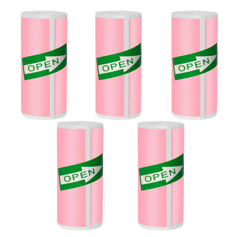 57*25MM Mini Printer Thermal Paper HD Self-adhesive Roll Paper Label Sticker Photo Inkless Printing Portable Printer Color Paper
