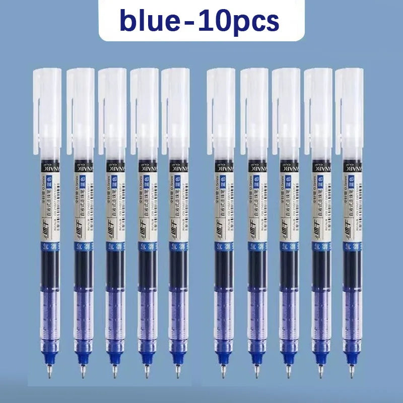 10Pcs High Quality Needle Type Gel Pens Straight Liquid Ballpoint Pen Kawaii Statio nery School Office Supplies Writing colours