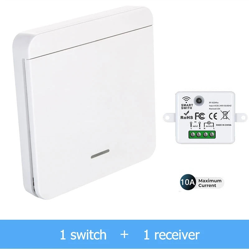 Wireless Light Wall Switch Relay Receiver RF 433Mhz 1/2/3Gang Panel Switch Remote Control Interruptor for LED Lamp 10A 110V 220V