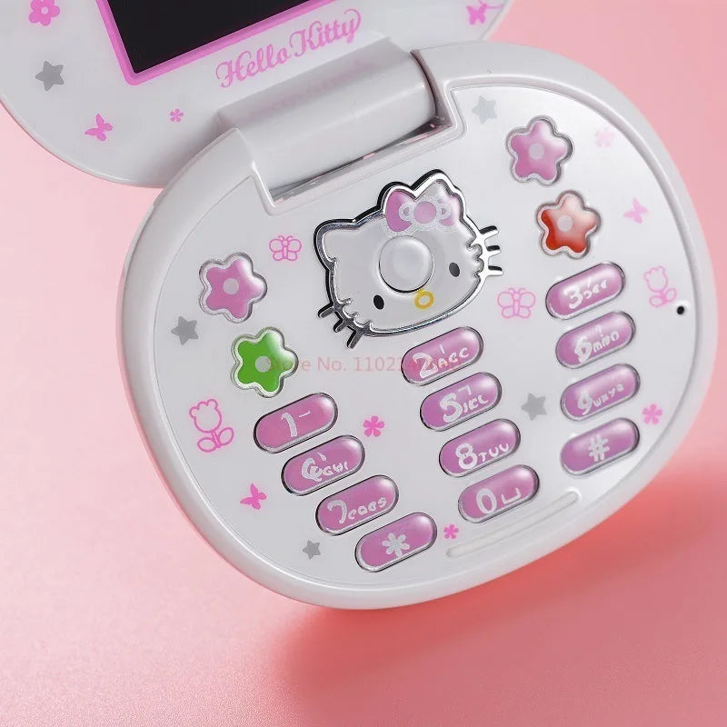 New K688 Hello Kitty Cute Mini Girl Mobile Phone With Flip Cartoon No Lock Children Dual Card Mobile Phone Kids Gift Kawaii Toys