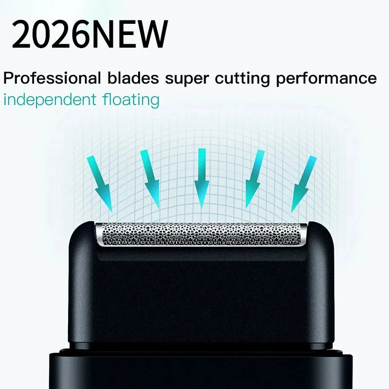 TOP New Electric Shaver Professional Beard Trimmer Razor Portable Mini Shaver Reciprocating Shaving Blade USB Charge for Men