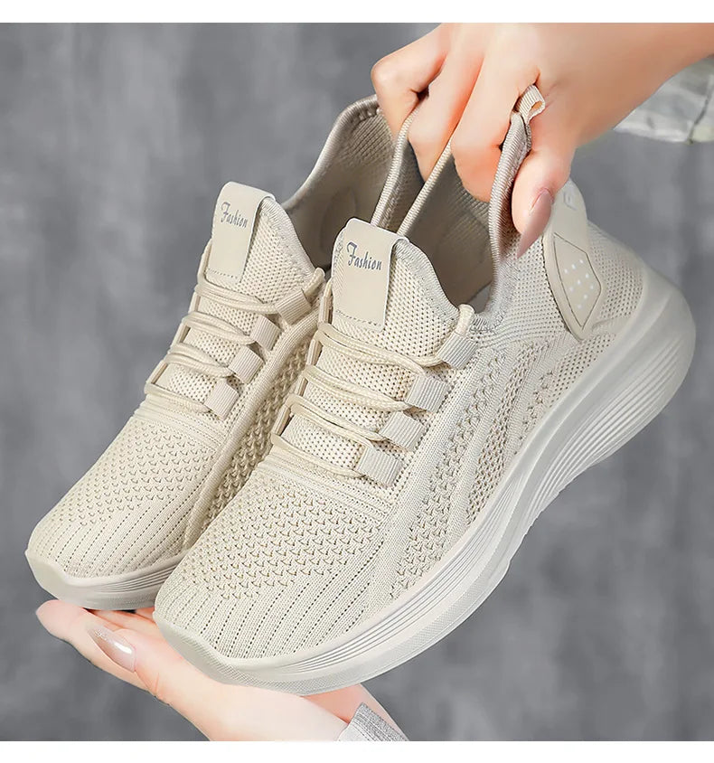Women Casual Shoes 2025 Hot Sale Breathable Air Mesh Slip-on Female Sock Footwear Outdoor Women Sneakers Thick Bottom Platforms