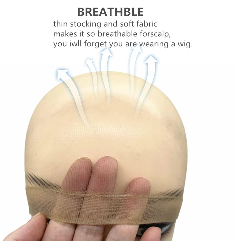 2/10/24Pieces Ultra-Thin HD Sheer Wig Caps for Women Invisible Stocking Bald Cap Lace Front Wig Accessories
