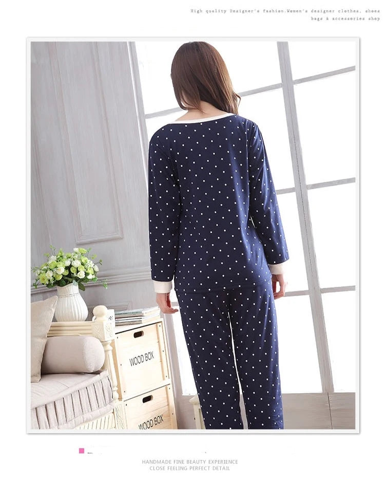 2PCS/Set Women Fashion Long-Sleeved Pajamas Autumn Winter Cartoon Love Bear Cute Soft Loose Casual Omfortable Outside Homewear