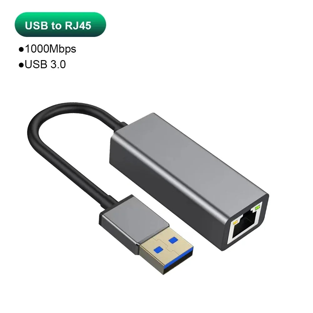 USB Type C Ethernet Adapter 1000Mbps USB 3.0 RJ45 Network Card For MacBook PC Windows XP 7 8 10 Android USB Lan Internet Cable