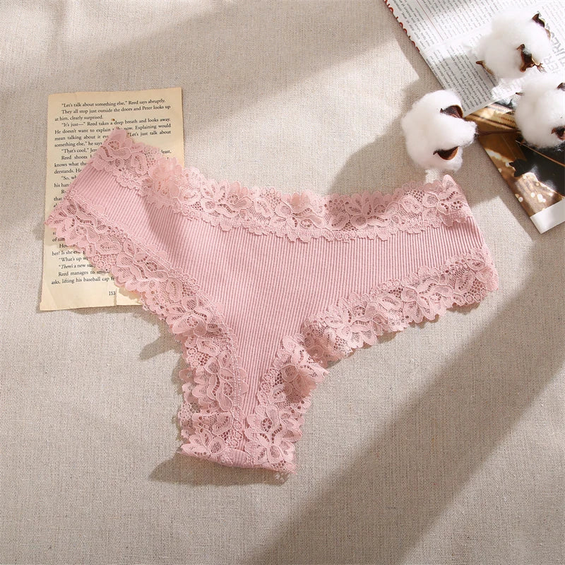 3Pcs/set Women Cotton Panties Floral Lace Intimate Underwear Trendy Patchwork Lace Briefs Female Soft Underpants Lingerie S-XL