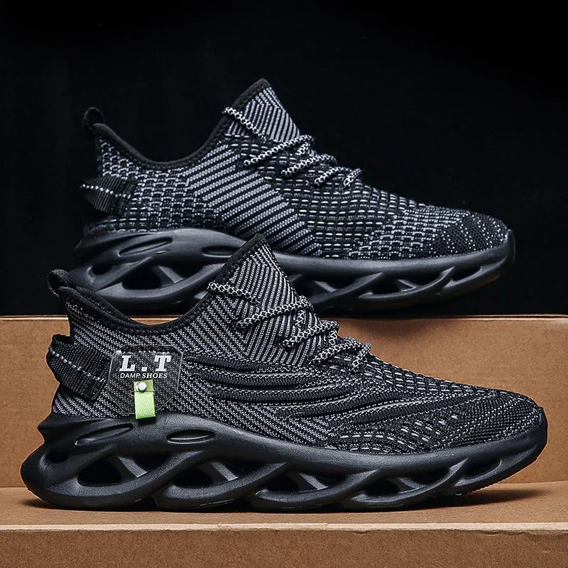 YRZL Men Sports Running Black Jogging Shoes Casual Sneakers Outdoor Breathable Mesh Women Light Shock-absorption Sneakers Men - Shoppiline