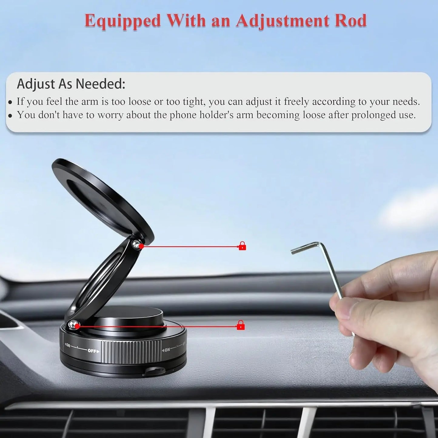 Upgraded 360° Vacuum Magnetic Car Phone Holder, Strong Suction Cup Phone Mount Foldable Portable Cell Phone Holders