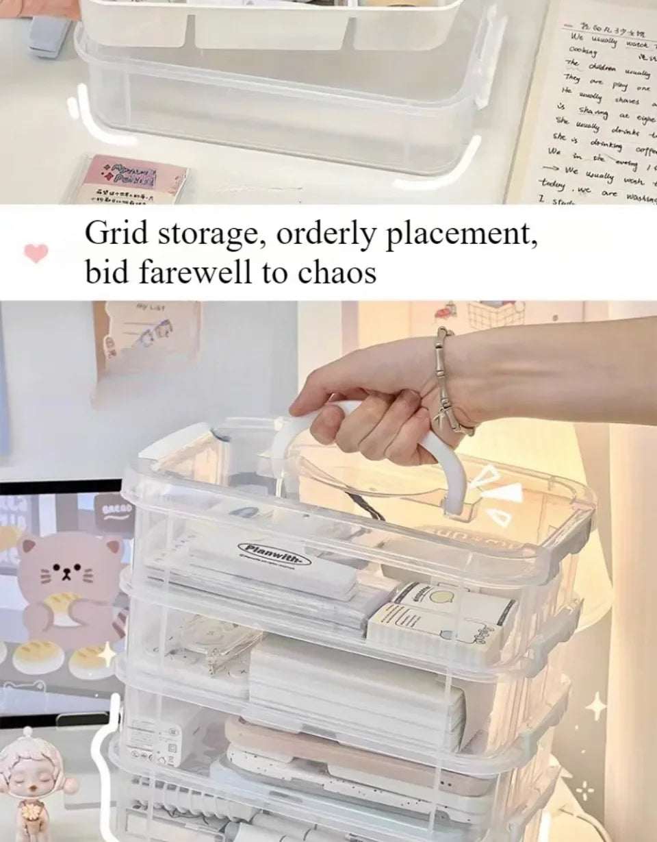 Building Blocks Storage Box Transparent Visibility Tool Classification Boxes Moisture-Proof Grid Drawer Stackable Storage Casket