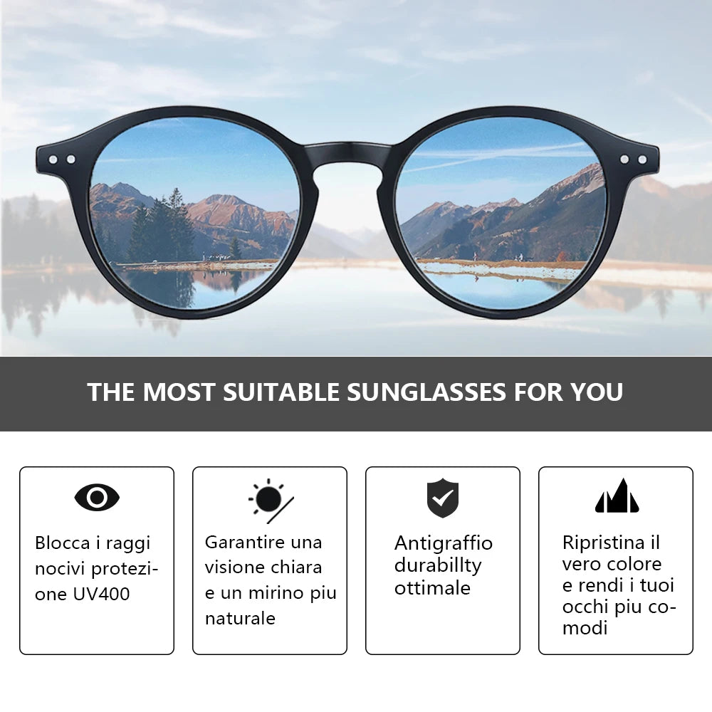 ZENOTTIC Lunettes de Soleil Rétro Polarisées 2023 2024 Hommes Femmes Vintage Petite Monture Ronde Lunettes de Soleil Verres Polarisés UV400 Nuance