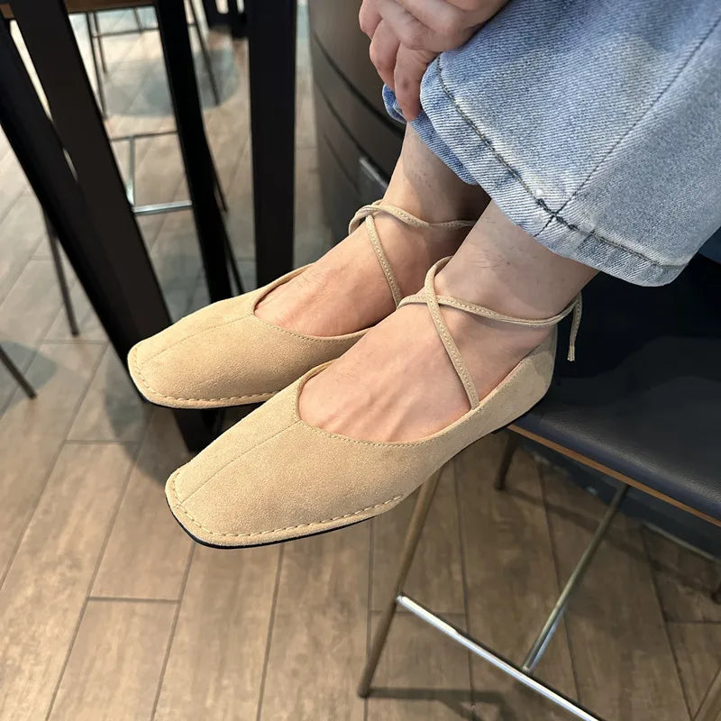 Bailamos 2024 Frühling Neue Marke Damen Flats Runde Zehen Kniehohe Slipper Damen Casual Ballettschuhe Weiches Leder Elegante Anzugschuhe