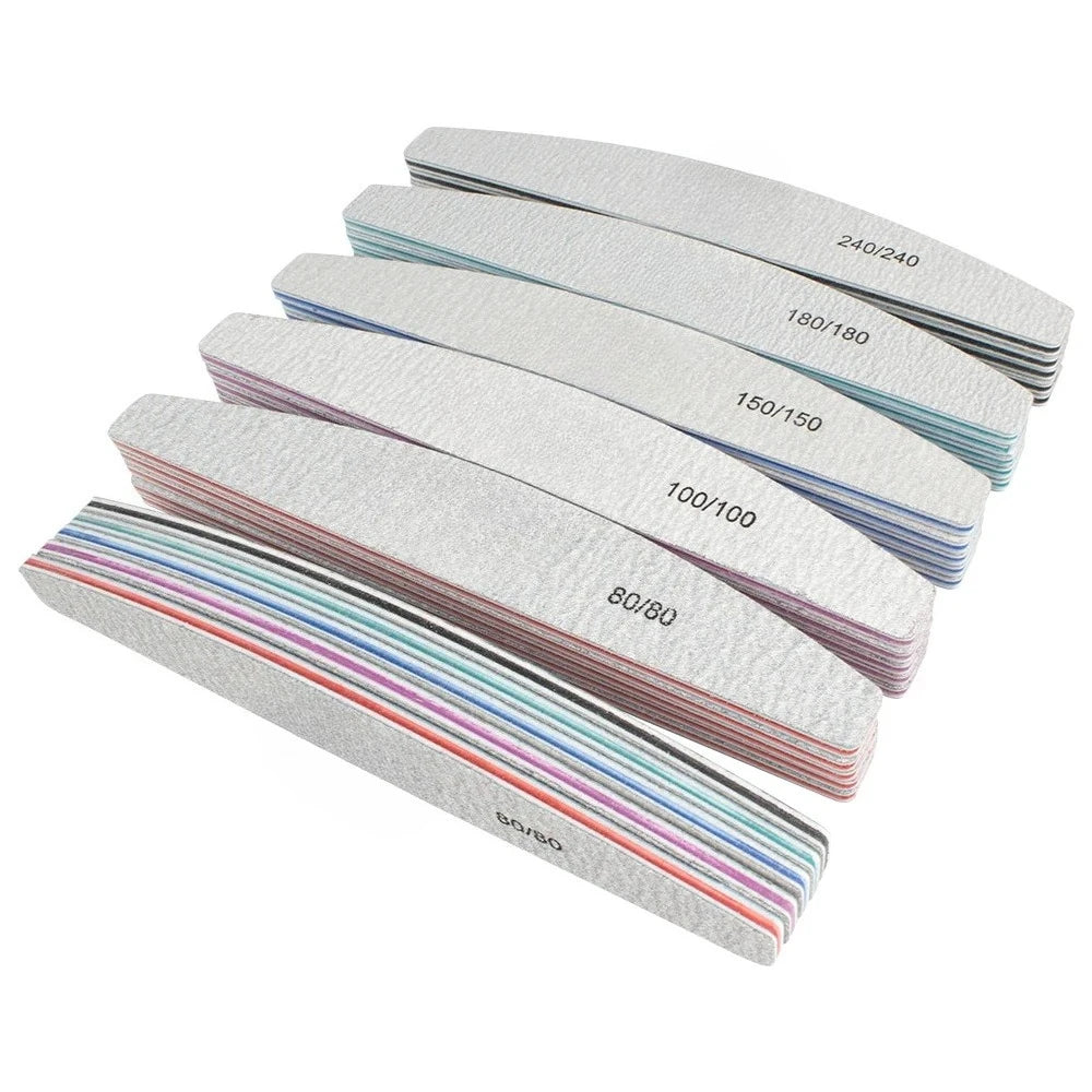 10Pcs/Lot 80/100/150/180/240 Grit Limas Trimmer Lime Nail Art Ongle Manicure Tool Nail File Buffer Double Side Nail Files Buffer