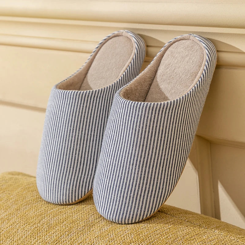 Unisex Home Slippers Soft Fur Slippers Warm Indoor Flat Slides Nonslip Couples Shoes Bedroom Light Slience Flats Autumn&Spring