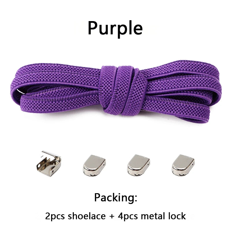 1 Paar Schnürsenkel ohne Binden, Metallschnallen, elastisch für Sneaker, Einheitsgröße für Erwachsene und Kinder, Schnell-Schnürsenkel, Lazy Sport Gummischnürsenkel