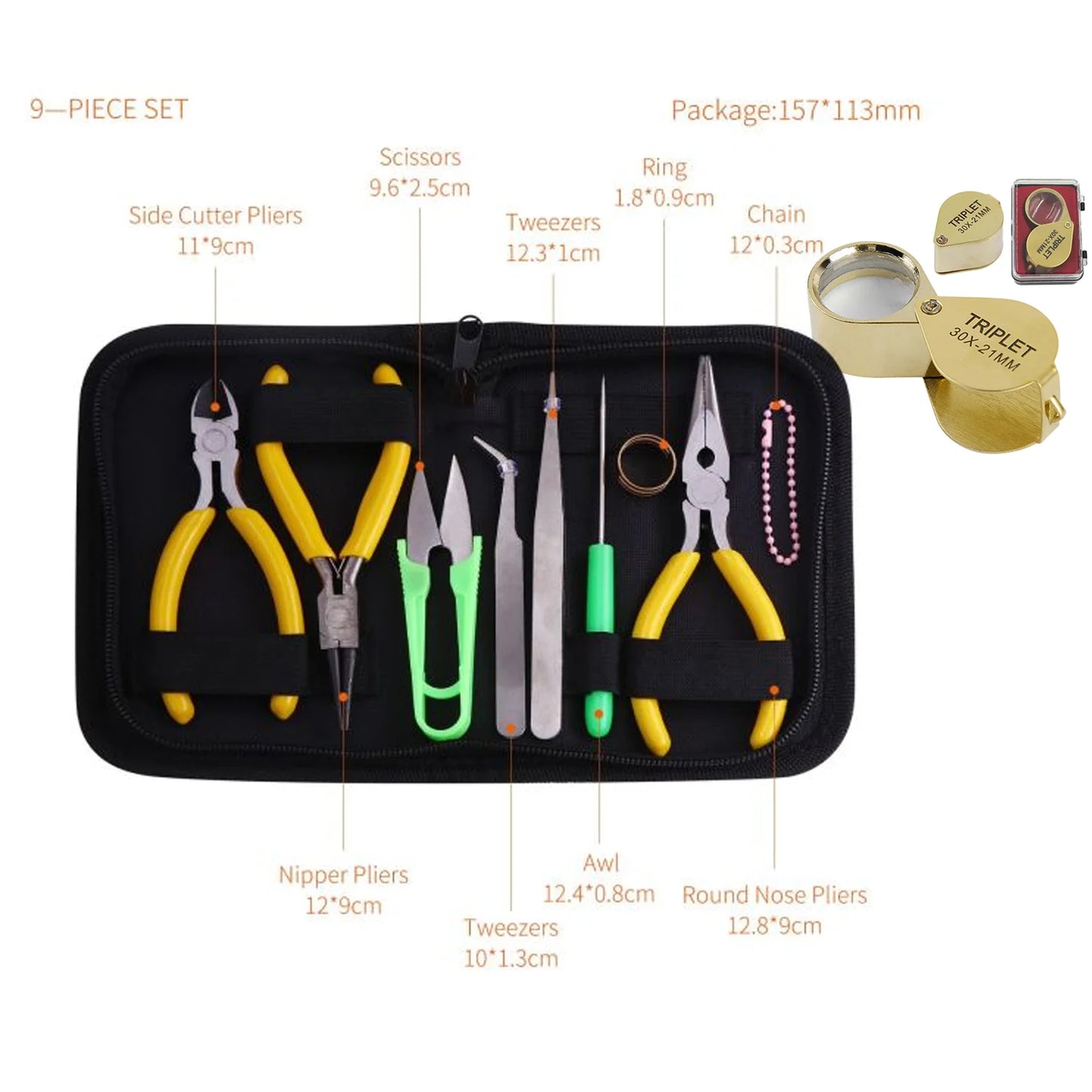 Pocket Loupe Magnifier Jewelry Magnifying Glass Foldable Diamond Lupa Triplet Jewelers Eye Glass Tool Reading Magnifier