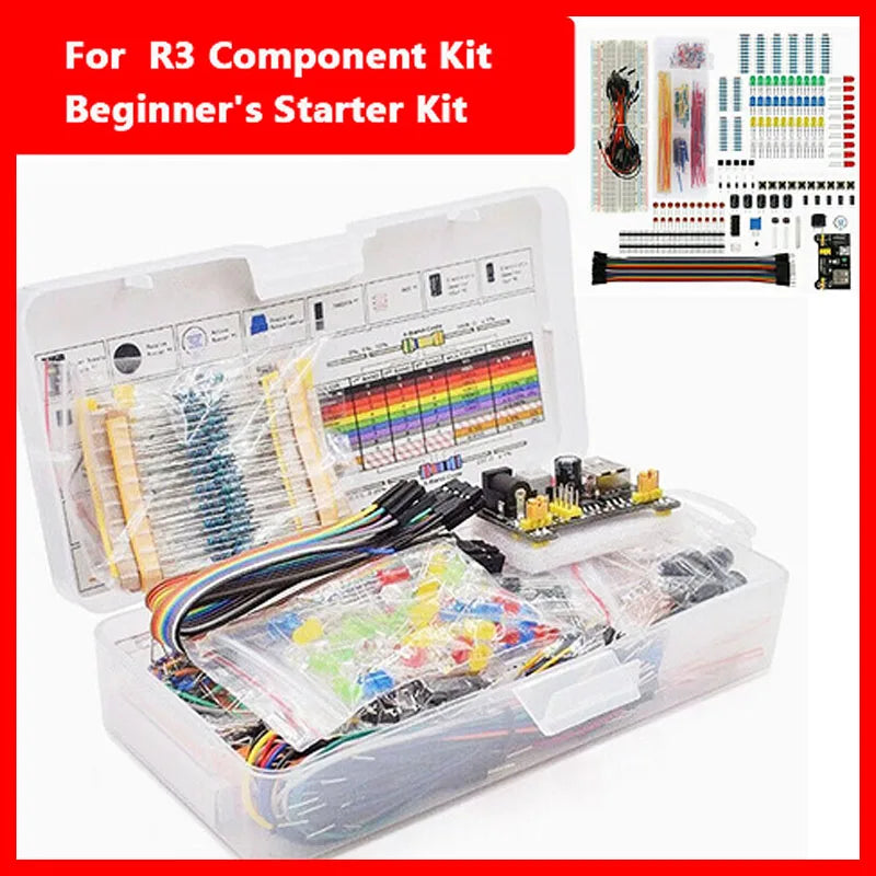 Electronic Components 830 Hole-Breadboard Kit Electrolytic Capacitor Resistor LED MB-102 for UNO R3 Component Pack Beginner Kit