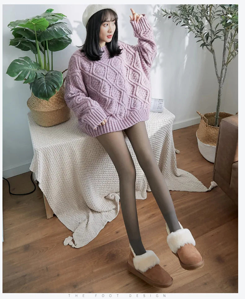 Collants Thermiques Femme Doublés Polaire Collants Hiver Chauds Sexys Collants Opaques Translucides Amincissants Épais Collants Élastiques en Velours Fins