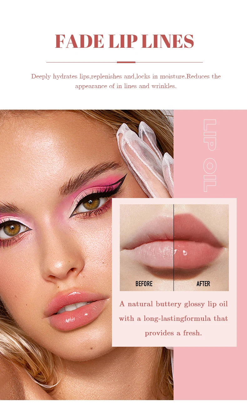 6pcs/set Small bottle Hydrating Jelly Lip Oil long-lasting Moisturizing  smooth shimmering Lip Hydrating Liquid