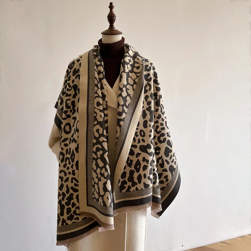 Clearance_New 2024 Women Scarf Luxury Autumn Winter  Warm Vintage Leopard print Scarve Pashmina Mujer Femme Foulard Bufanda_Cont