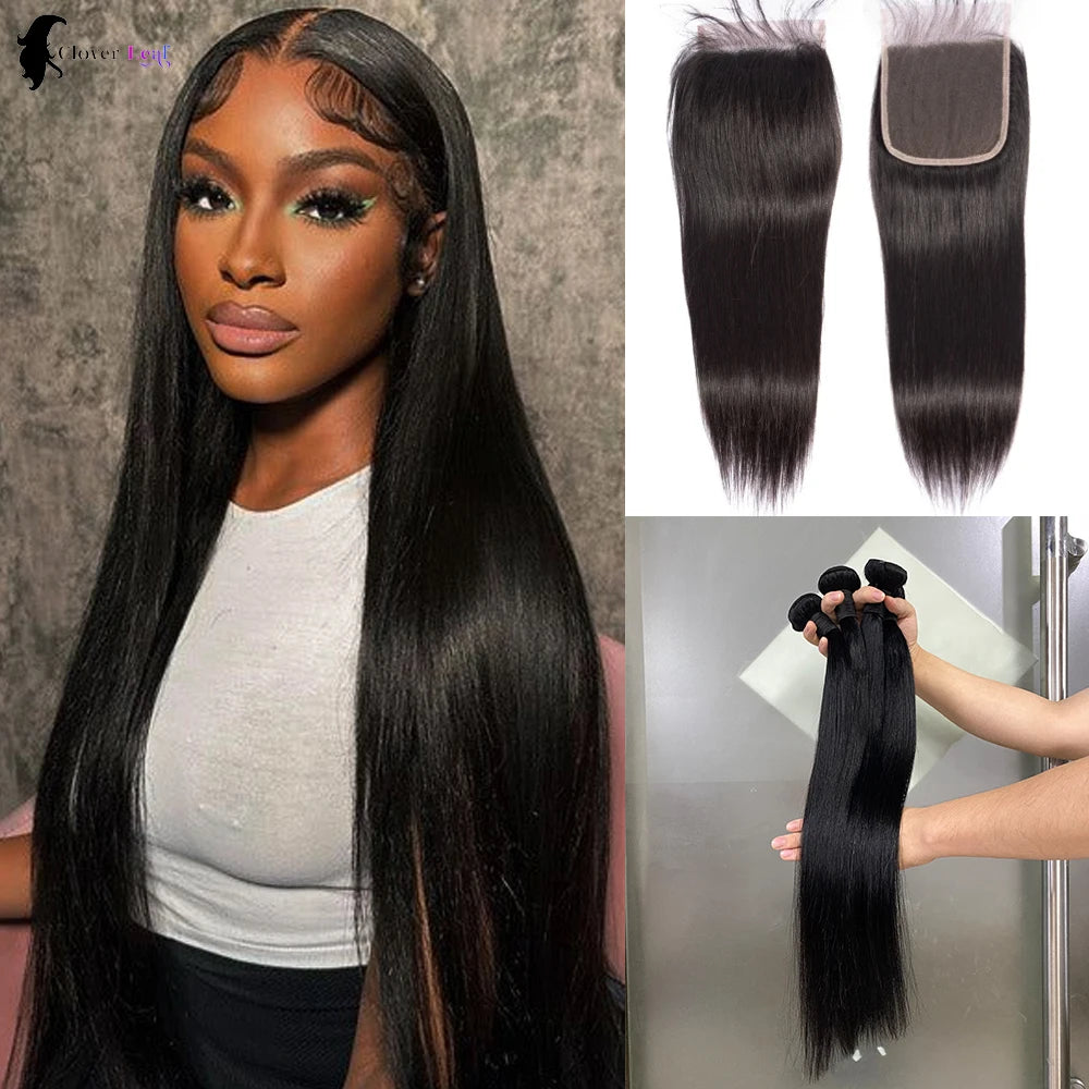 Straight Human Hair Bundles And Closure 2x6 Lace Closure Human Hair Bundles With 4x4 5x5 Closure Brazilian Raw Hair Bundles