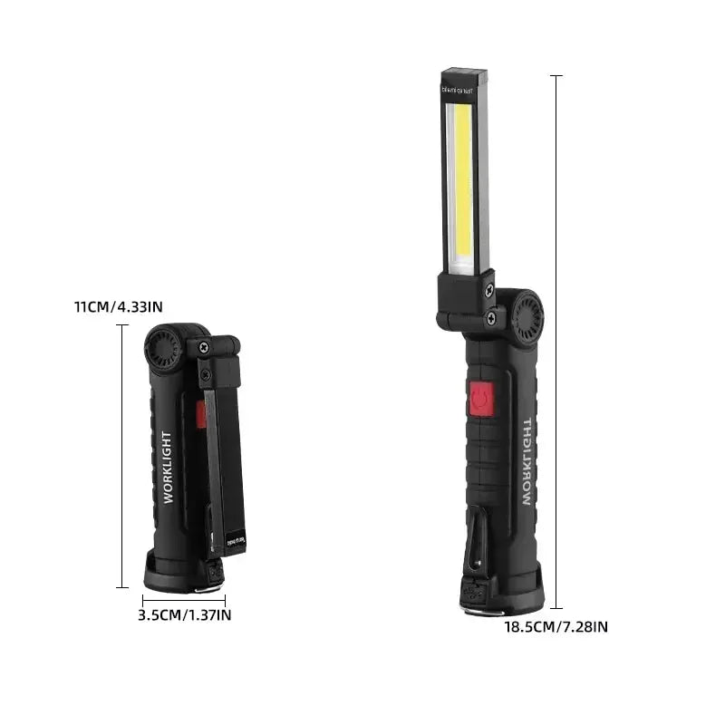 USB Rechargeable LED Camping Flashlight with Magnet And Hook Waterproof Work Light 3 Lighting Modes Suitable for Night Work