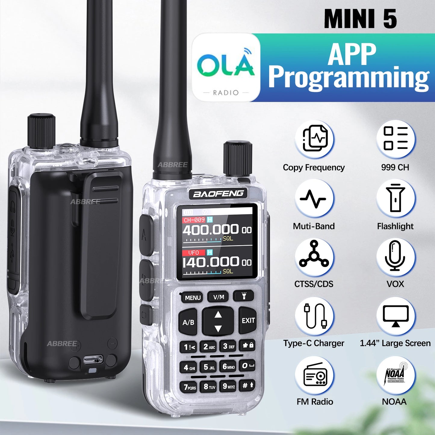 BAOFENG UV-5R Mini Walkie Talkie Multi Band Bluetooth Programming Wireless Copy Frequency 999CH AM FM Long Range Two Way Radio - Shoppiline
