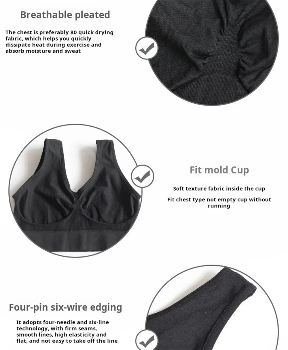 Soutien-gorge sans couture pour femme Crop Top Noir Rayures Verticales Soutien-gorge de sport respirant Brassière de fitness Yoga Sous-vêtements Soutien-gorge de sport