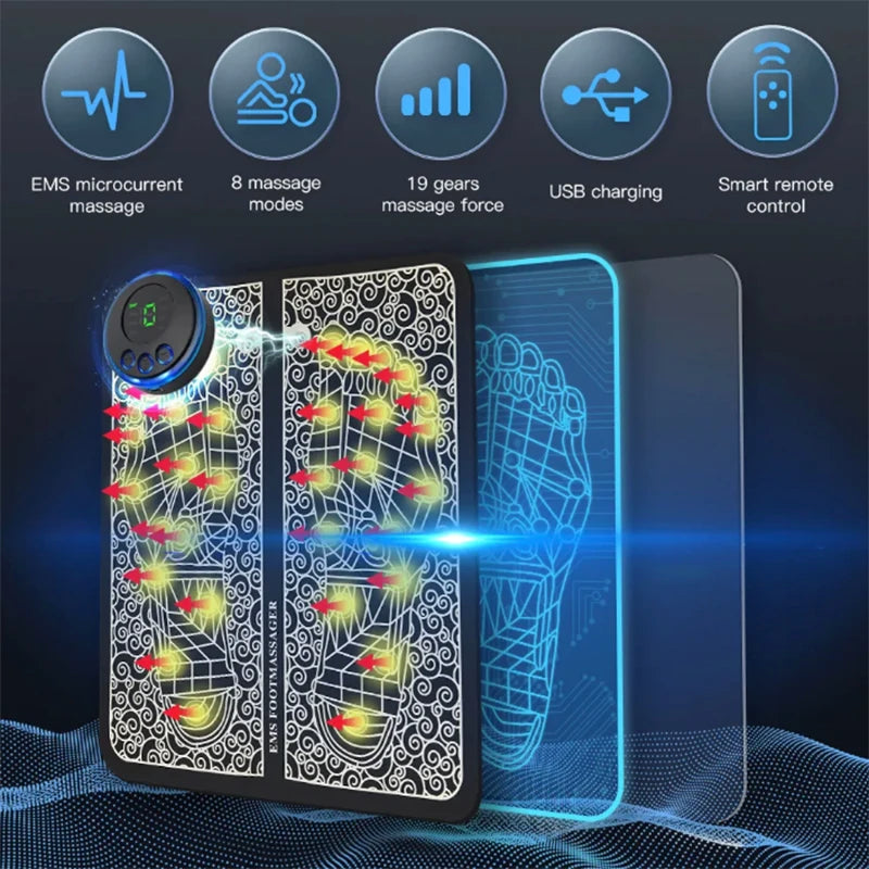 Electric EMS Foot Massager With Gel Pad Portable EMS Muscle Stimulation Massage Mat Improve Blood Circulation Relief Pain Relax
