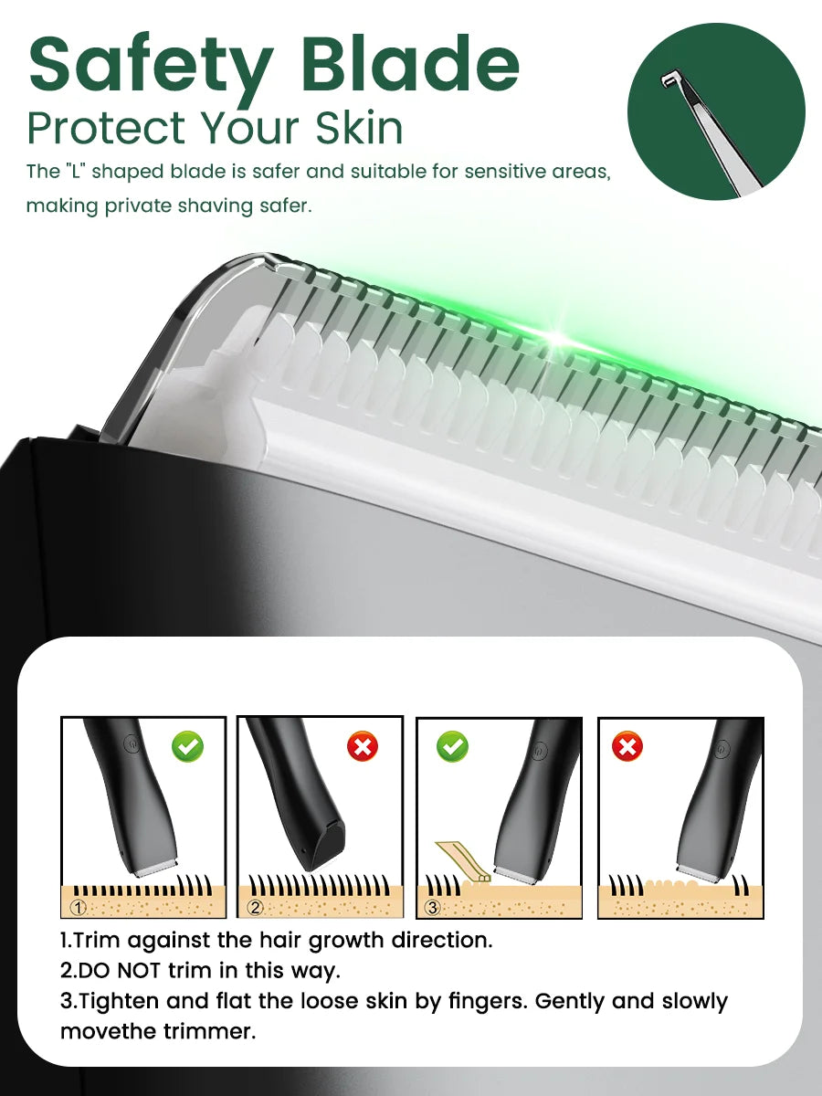 Men's Electric Groin & Body Shaver - Waterproof Dual Head Trimmer Kit w/ LED Light & Foil Blades - Shoppiline