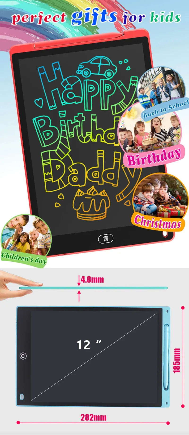 Digital LCD Writing Tablet Board 8/12 Inch Drawing Tablet Screen Kids Graphic Tablet Toys for Children