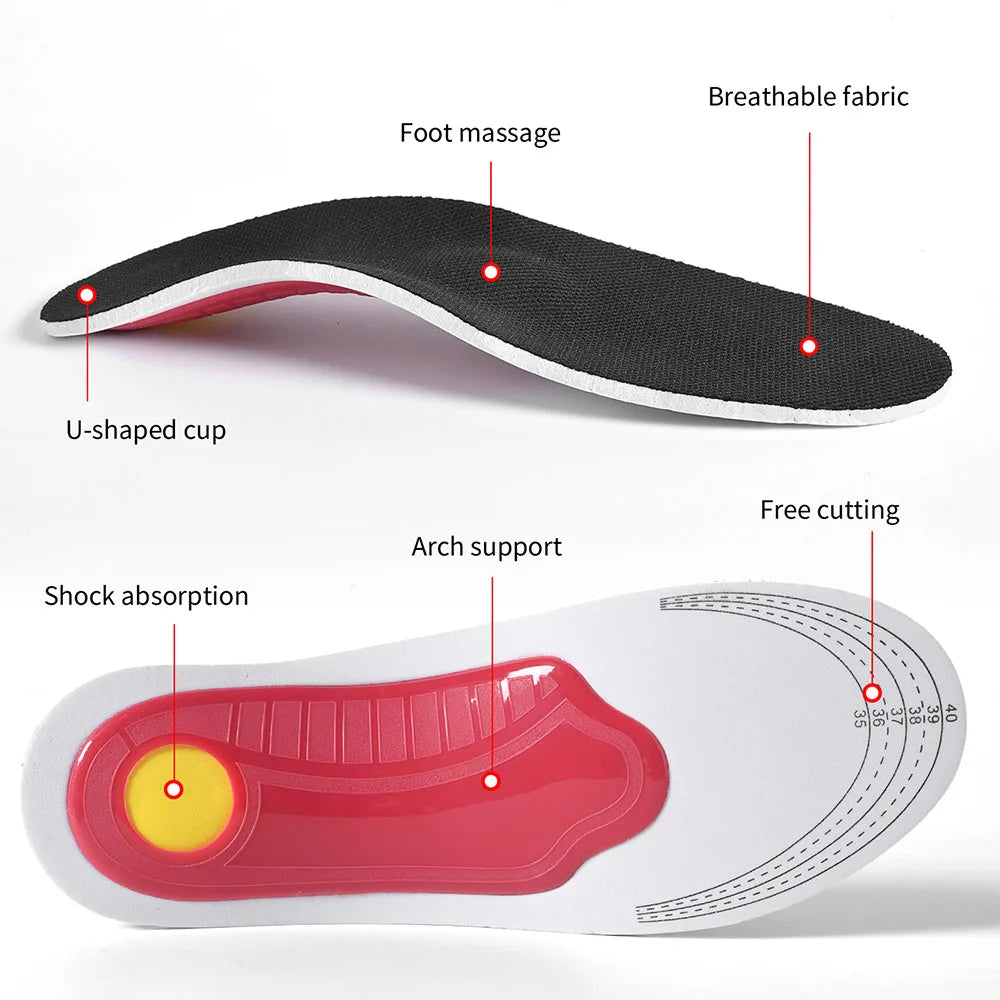 Orthopädische Einlegesohlen mit Fußgewölbestütze für Plattfüße, zur Druckentlastung, mit Luftzirkulation und Dämpfung