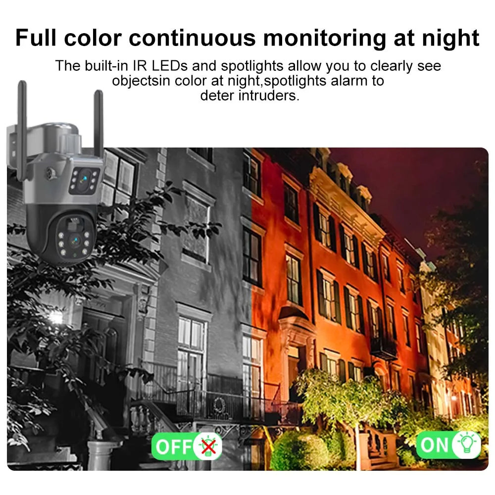8MP 4K WiFi Solar Camera Outdoor Wireless CCTV Surveillance Camera With Solar Panel Dual Lens PTZ IP Cam Security Protection - Shoppiline